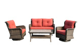 Seasonal Trends MS21001-1 Woodbury Deep Seating Set, Aluminum and All Weather Wicker, Orange/Red, Four-Piece